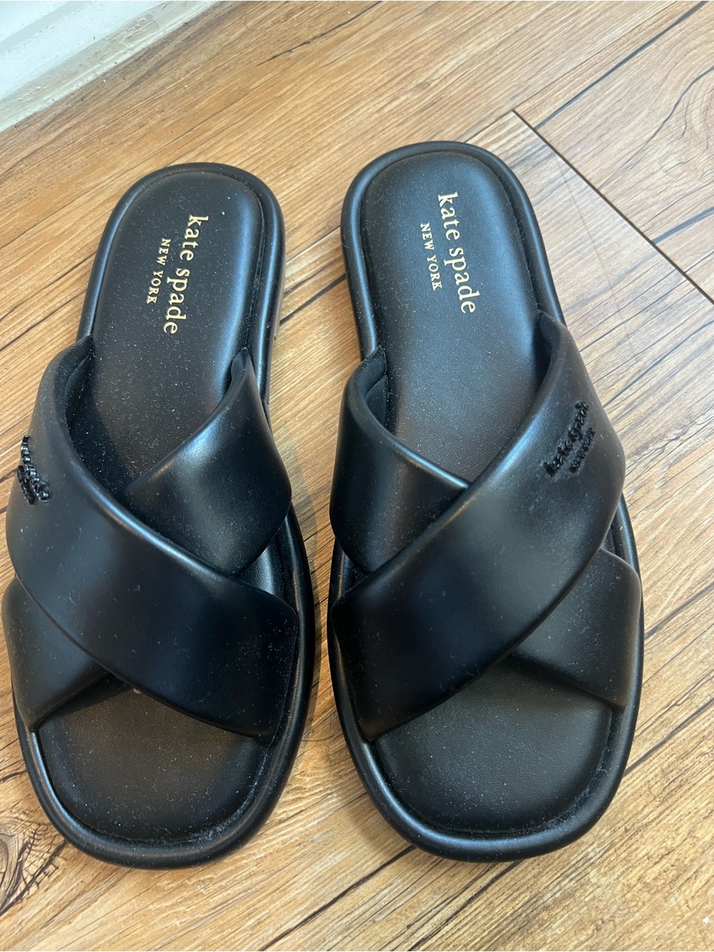 kate spade Black Crisscross Slide Sandals for Men